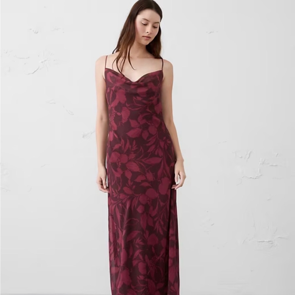 Banana Republic Burgundy Floral Maxi Dress